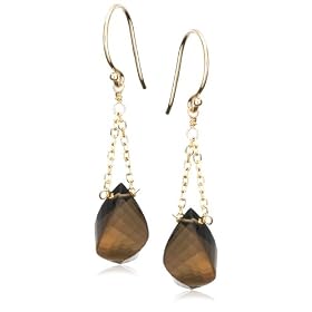 14k Yellow Gold Smoky Quartz Twist Drop Earrings by Amazon.com Collection