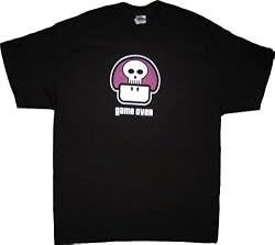 Nintendo Game Over Purple Poison Mushroom Black T-Shirt