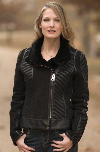Women's Eclipse Sheepskin Bomber Jacket with Leather Trim product image