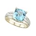 14K Two Tone Gold Blue Topaz & Diamond Ring