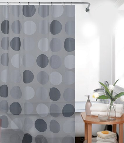 RETRO PEVA DUSCHVORHANG GRAU SILBER 180x200 INKL RINGE