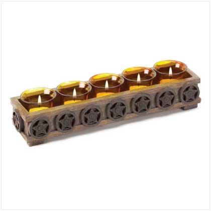 Western Texas Stars Decorative Tea Light Candleholder 