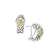 925 Silver, Peridot & Diamond Oxidized Earrings with 14k Gold Accents (0.12ctw)