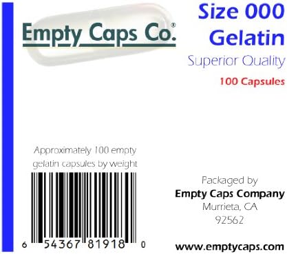 Size "000" Empty Gelatin Capsules - 100 Count