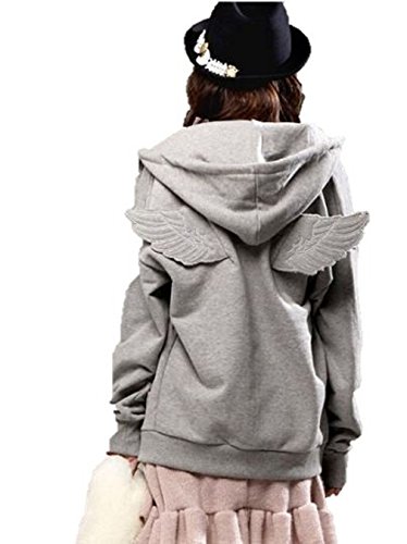 (ムーン・ピア) moonpia 天使の羽根 ジップアップ 長袖 スウェット 裏起毛 パーカー グレー ブラック