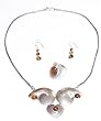 Girls Jewelry Set Silver Tigers Eye Necklace Earrings and Ring (snklcs098)