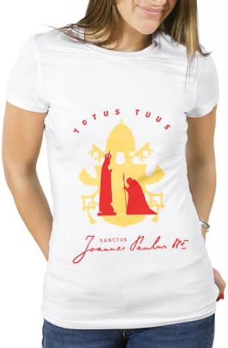 Life Tee Shirts Women's Totus Tuus St. John Paul II T-Shirt White M