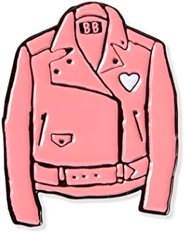 Pink Leather Jacket Enamel Clothing Pin by Banana Bones