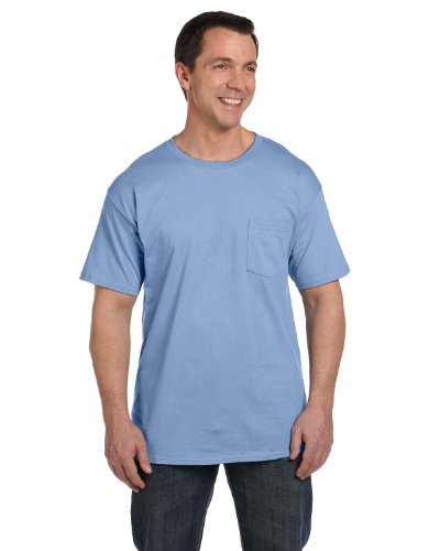 Hanes Beefy-T With A Pocket, Light Blue , X-Large