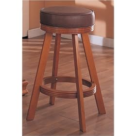 Swivel Oak Finish Upholsterd Bar Stool by MPO Designs