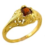 18k Yellow Gold Vintage Style Filigree .65ct Chrome Pyrope Garnet Ring, Sz 7.5
