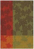 100% Cotton Jacquard Autumn Maple Leaf Sage Dishtowel 18" X 28" Set / 6