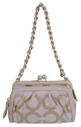 Coach Parker Op Art Khaki Gold Clutch Shoulder Bag