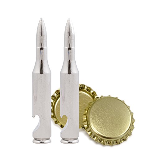 Chill-O Solid Stainless Steel Beer Bullet Bottle Opener Set of 2 Elegantly Designed Perfect Gift for All Occasions + Gift Box