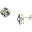Sterling Silver and 14K Yellow Gold Prasiolite Earrings