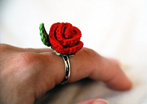 the Meticulous Whim Crochet Rose Hypoallergenic Nickel-free Ring