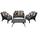 Azuma Imperial 4pc Garden Conservatory Furniture Rattan Wicker Sofa & Table Set