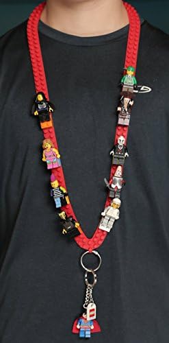 Oggee Link - Non-Classic Building Brick Lanyard for Minifigure Display, Mini-Figure Organization, Collection and Trade. [Red]