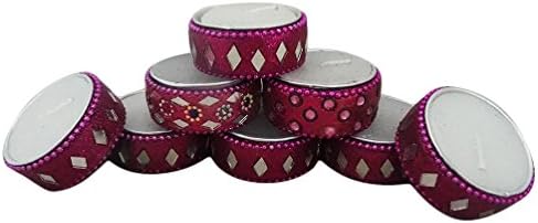 Indian Gift Decorative Tea Lights Handmade Lac Beaded Material Set Of 8 Pcs Vintage Style Antique Candles Light Christmas Gift