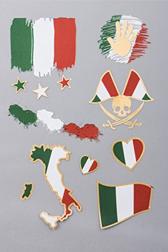 EM Tattoos Italien | Flash Tattoo für die Haut | EM 2016 Fanartikel | Fußball Flaggen Fahnen Tattoo von Italien | 1 A5 Sheet 11 Motive | verschiedene Länder verfügbar