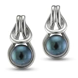 CleverEve's Peacock Silver Wrapped Freshwater Pearl Earrings