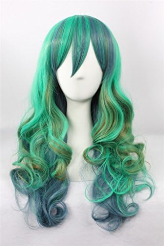 Kadiya Yowamushi Pedal Makishima Yusuke Long Wavy Mixed Green Blue Halloween Anime Cosplay Wig