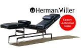 Eames Chaise Recliner Lounger Chair - Herman Miller Chaise Lounge - Black Leather