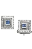 14K White Gold & Diamond Cufflinks with Sapphire Gemstones