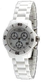 Oniss #ON8206-L7 Women's White Ceramic Chronograph Watch