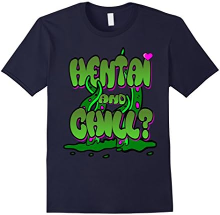 Hentai and Chill? T-Shirt Anime Tee by Convention Life - Male Medium - Navy
