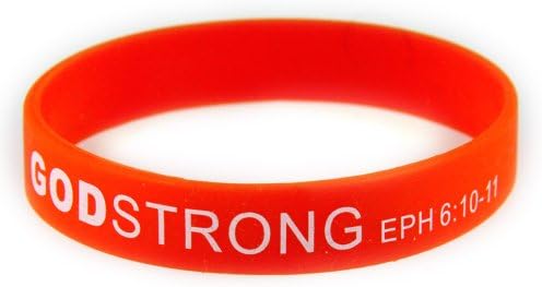 8030003 3 Pieces Red with White Adult Imprinted Godstrong Silicone Band Eph. Ephesians 6:10-11