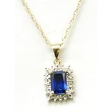 9ct Gold 0.3ct Saphire Diamond Pendant, 18" Fine Chain