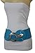 TFJ Women Fashion Stretch Wide Belt Waist Hip Silver Metal Ethnic Buckle S M Blue