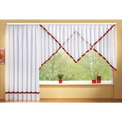 Gardinen Set, 1 x Langstore Gardine mit Taftborte, 240x300, Bordeaux, 1 x Kuvertstore Gardine mit Taftborte, 145x450, Bordeaux, 2032420321
