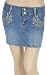 Low Waist Stretch Denim Studded Mini Skirt