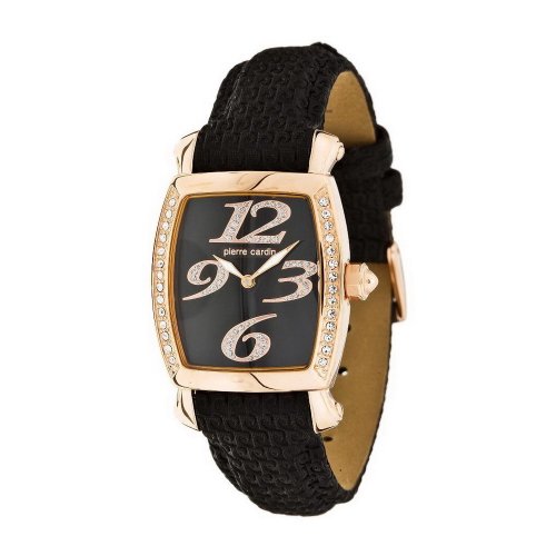Pierre Cardin Damen-Armbanduhr Tonneau Madame Leder Schwarz 4385160