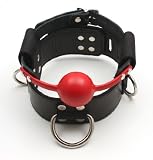 Mr-S-Leather Deluxe Ball Gag Slave Collar - Large, Black Ball