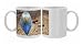 Bow of upturned boat and curious spaniel dog, Erme estuary, near Kingston Photo Mugs
