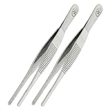 uxcell　ストレートピンセット　ベントフラットエッジ　長さ12.5cm　　ステンレス鋼　2個