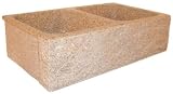Quiescence SI-FDC-3319-GLD Double Bowl Granite Farm Basin with Chiseled Apron 33'' x 19''- gold