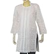 Womens Cotton Short Long Sleeve Top Shirt Blouse Chikan Embroidery Size L
