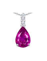 Original Star K (tm) Large 14x10mm Pear Shape Created Pink Sapphire Pendant in 925 Sterling Silver