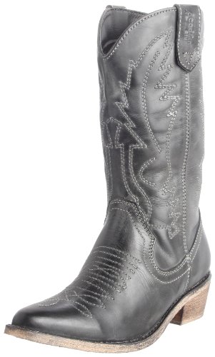 Academie Ashley Western Boot (Toddler/Little Kid/Big Kid),Black Distressed,11 M US Little Kid