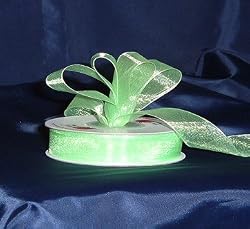 Sheer Organza Ribbon Mono Edge - 3/8" - 25 Yards (75 FT) - Lime Green