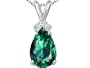 2.26 cttw Aaa Simulated Emerald And Genuine Diamond Pendant in 14 kt White Gold