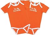 Urban Smalls I'M The Favorite Twin Set Of 2 Short Sleeve Bootysuit, Pumpkin 6-12 Months