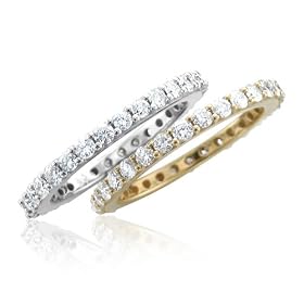 14k White Gold Diamond Eternity Band Bridal Ring (GH, SI-I, 1.00 carat) - Yellow Gold Available
