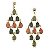 Leslie Danzis Peach Multi-Stone Chandelier Ear