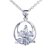 Circle Flower Crystal Pendant Necklace