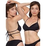 American Apparel Nylon Tricot Criss-Cross Bikini Top Large-Black